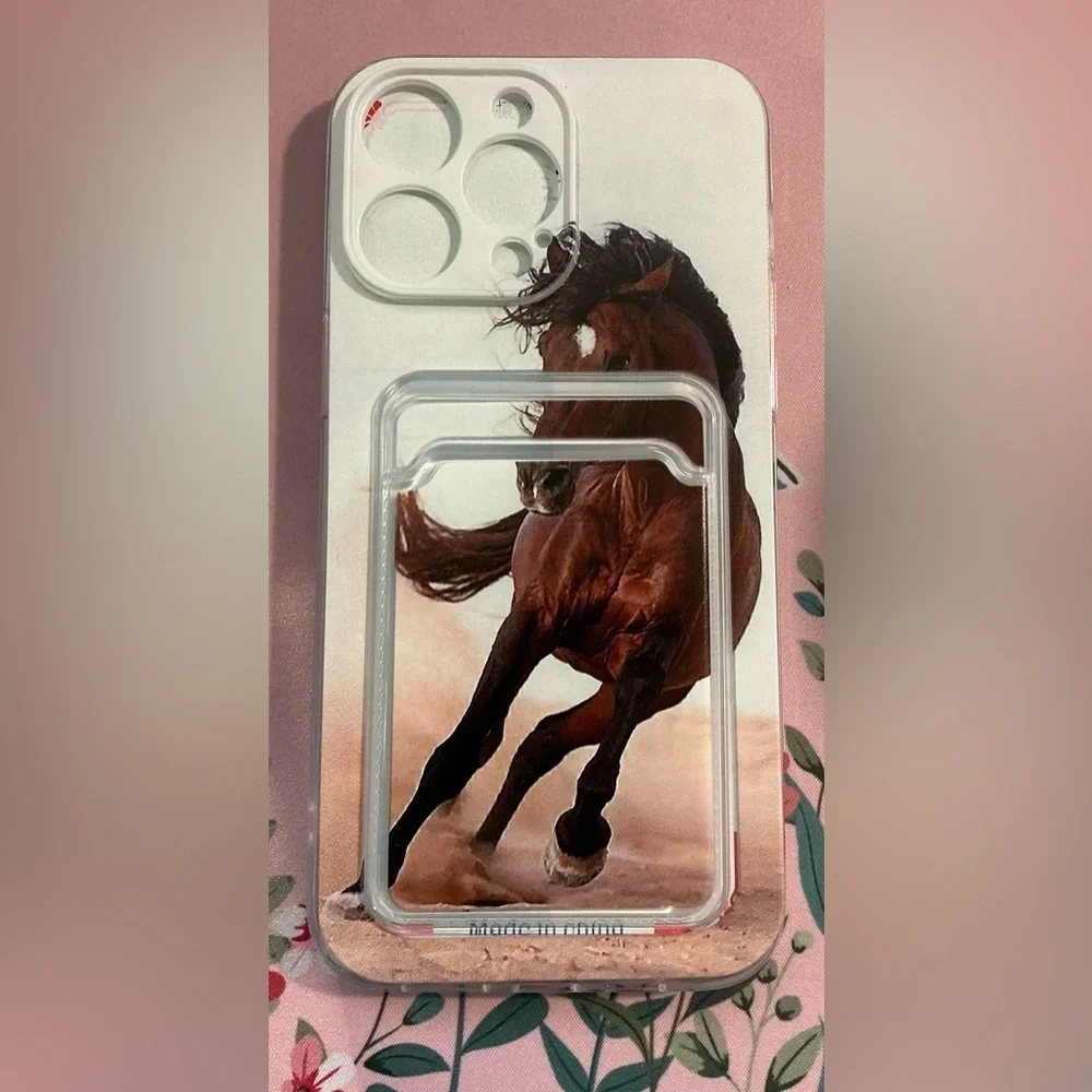 Aesthetic Wild Horse Pattern Clear Phone Case -I Phone 14 Pro Max